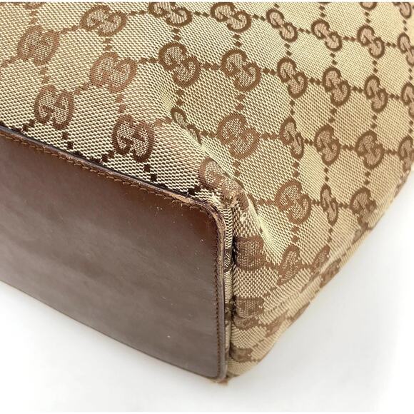 Auth Gucci GG Beige Canvas Leather 31243 Tote Bag - Picture 10 of 16